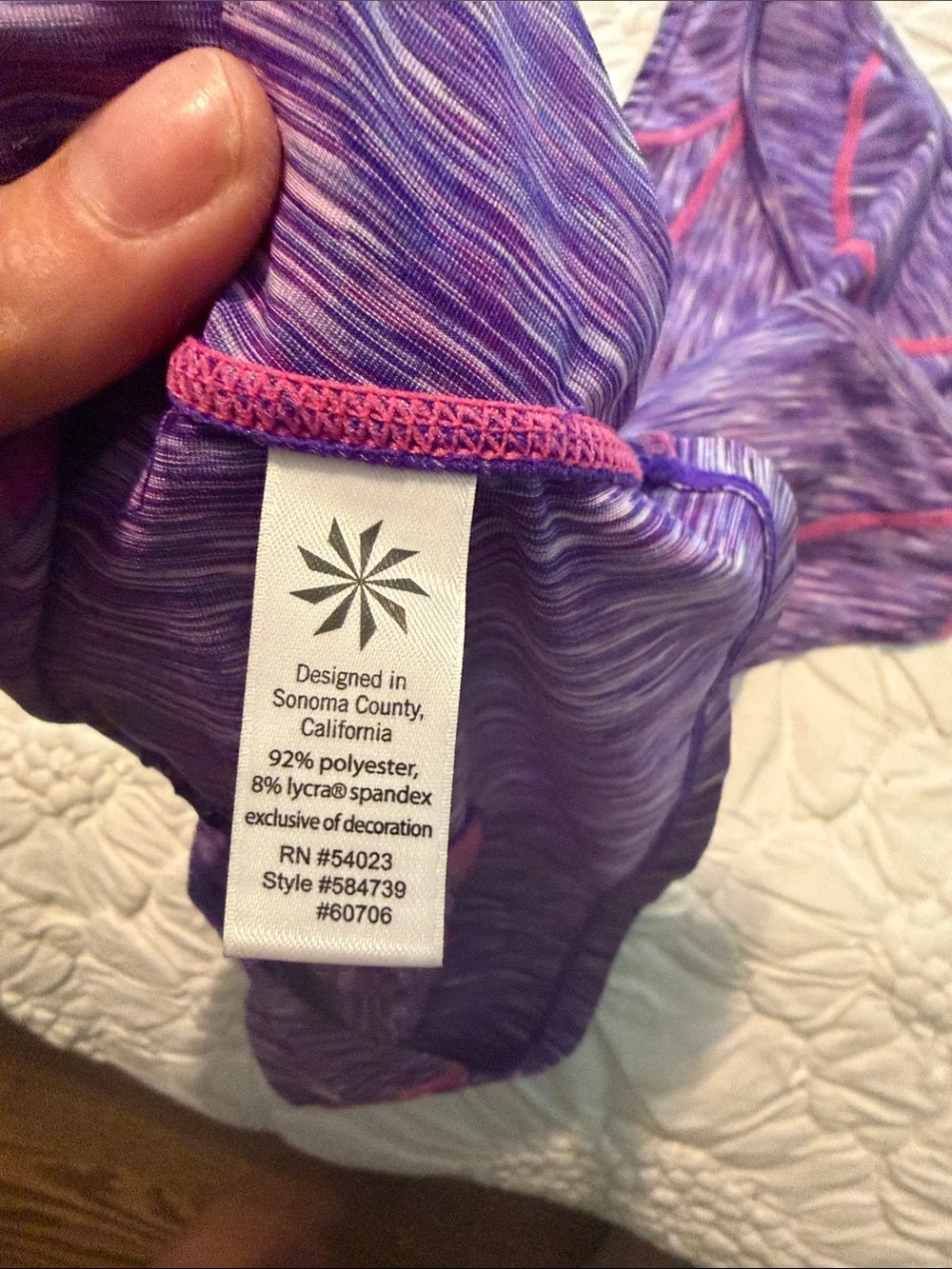 Athleta Purple Space-Dye Tank with Pink Trim sz small